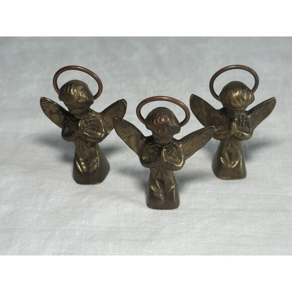 Lot of 3 - Small Bronze Praying Angel Figurines - Picture 1 of 4